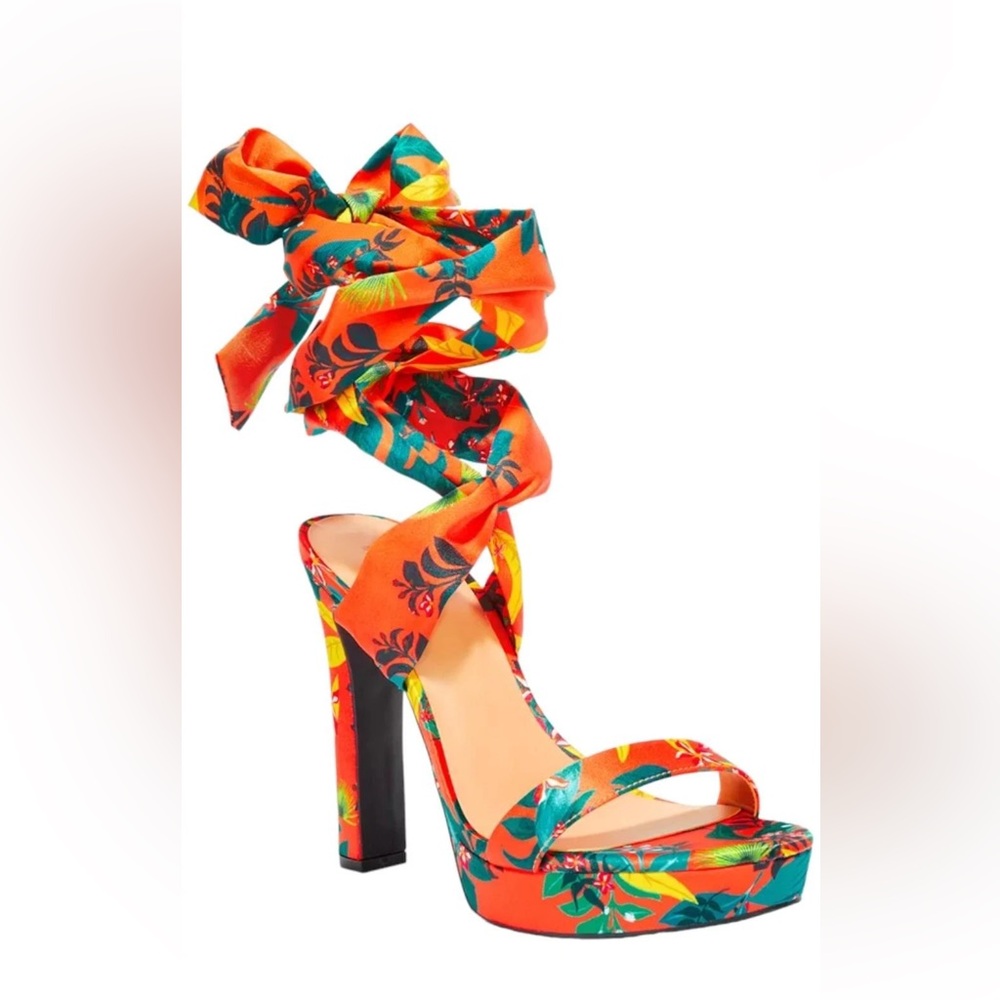 INC International Concepts Orange Tropical Heels